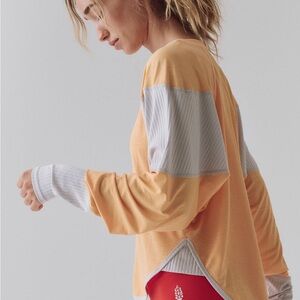 Free People Spotlight Long Sleeve Layer in Light Papaya Combo New W/T Medium